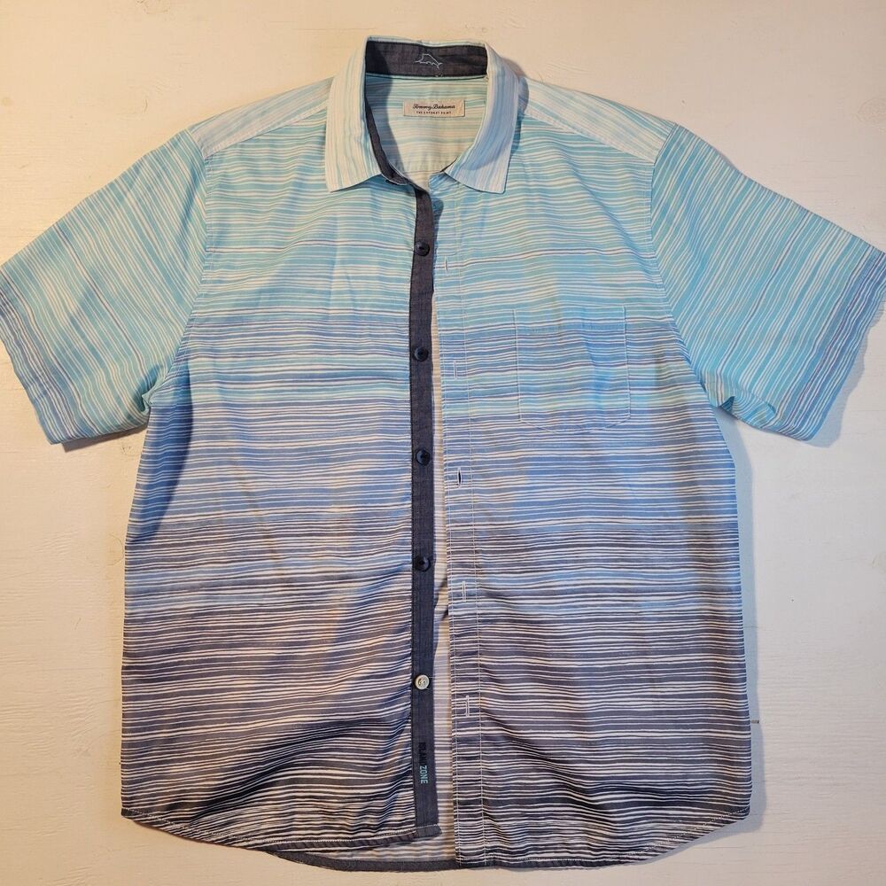 Tommy Bahama Coconut Point Blue Sands Camp Shirt Large Beach Vacation